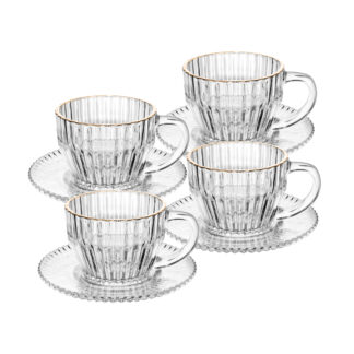 Conjunto 4 Xícaras para Café de Cristal com Fio de Ouro Imperatriz