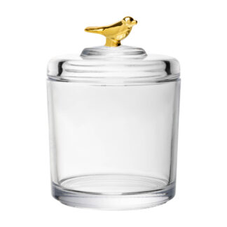 Pote de Cristal com Tampa Golden Bird