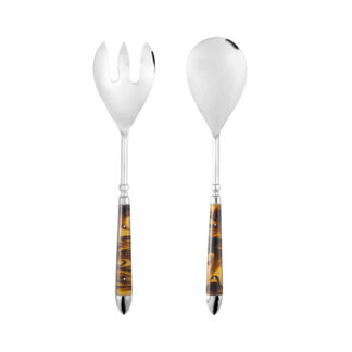 Conjunto 2 Peças Douradas Para Salada com Cabo em Resina